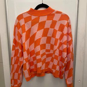 Bar III Pink & Orange Checkered Sweater - Y2K Style - NEW with tags - SIZE 1X